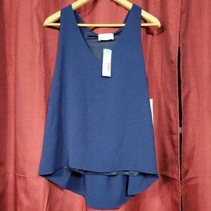 NWT French Grey Cashlee V Neck Blouse in Navy Size L